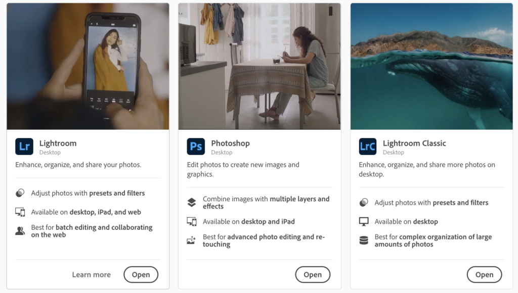 Adobe Photography Plan Options